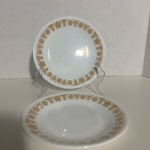Vintage Corelle 1970’s Set of Two Butterfly Gold Bread Plates 7”EUC